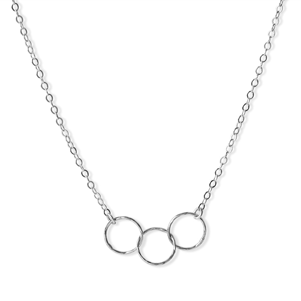 3 Ring Silver Charm Necklace