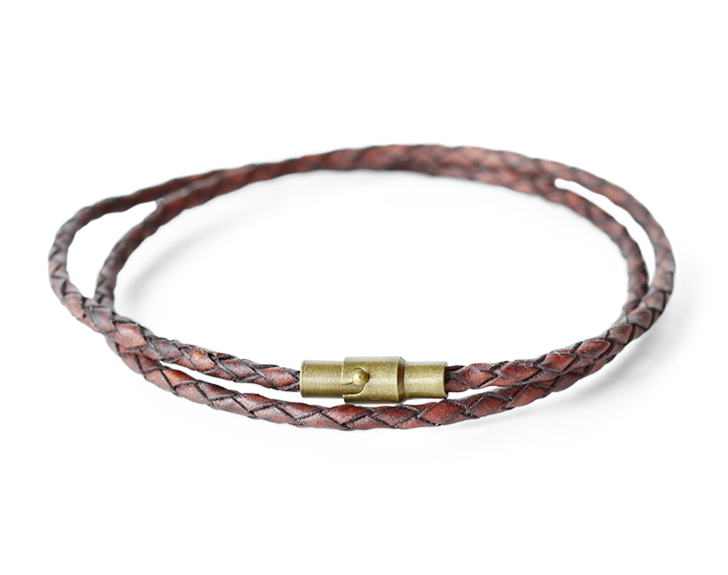 Scervino Street Brown Leather Branded Wide Buckle Closure Bracelet
