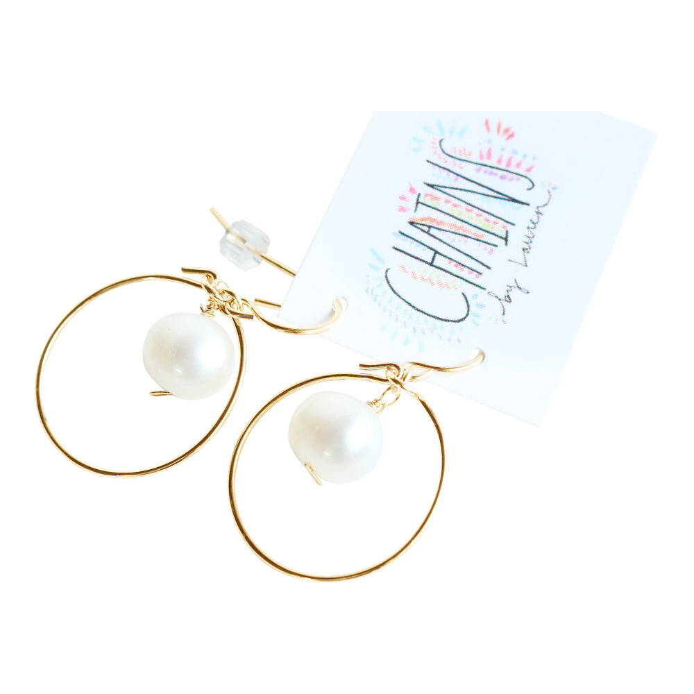 Gold Mini Pearl Hoop Earrings | Tahiti Beach
