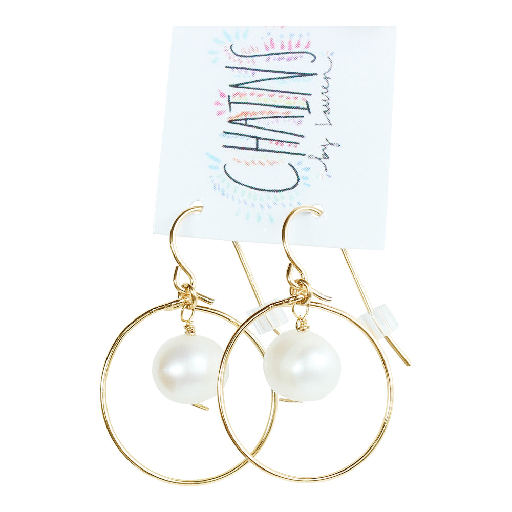 Gold Mini Pearl Hoop Earrings | Tahiti Beach