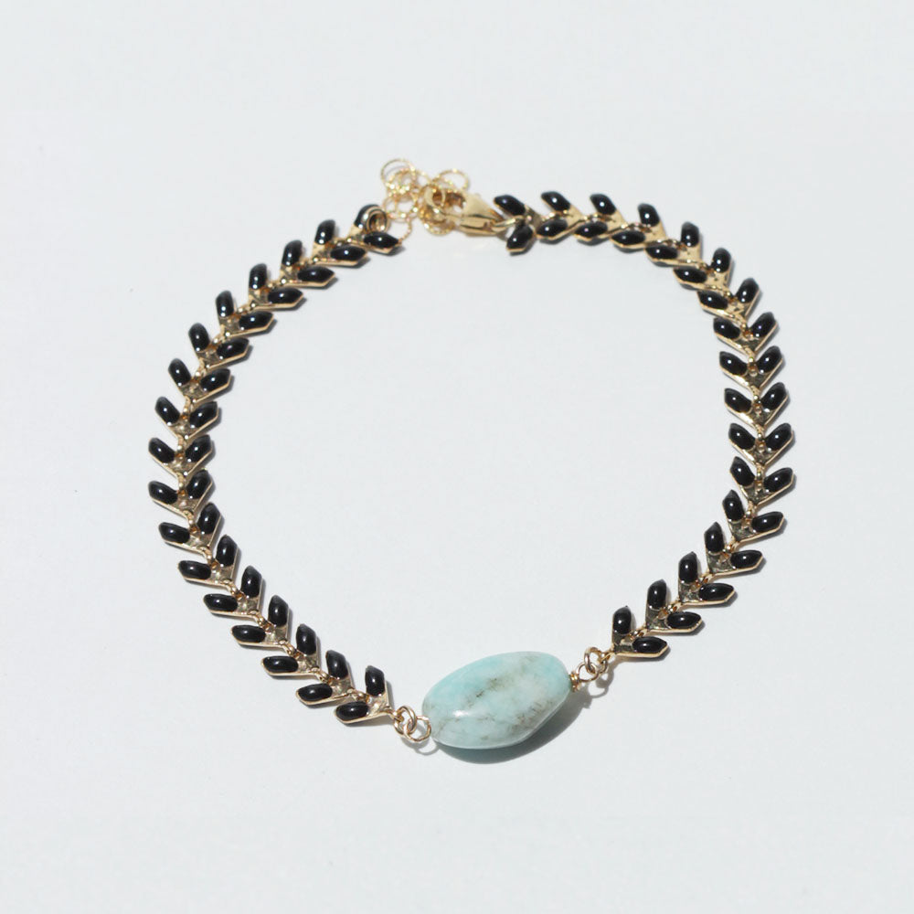 Black Wheat and Amazonite Bracelet | Tulum
