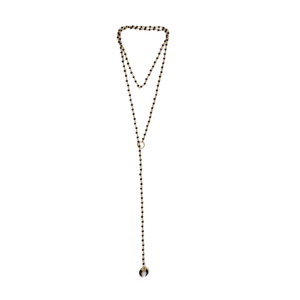Lariat Collar Fringe Necklace  Black Ruthenium – Ige Design