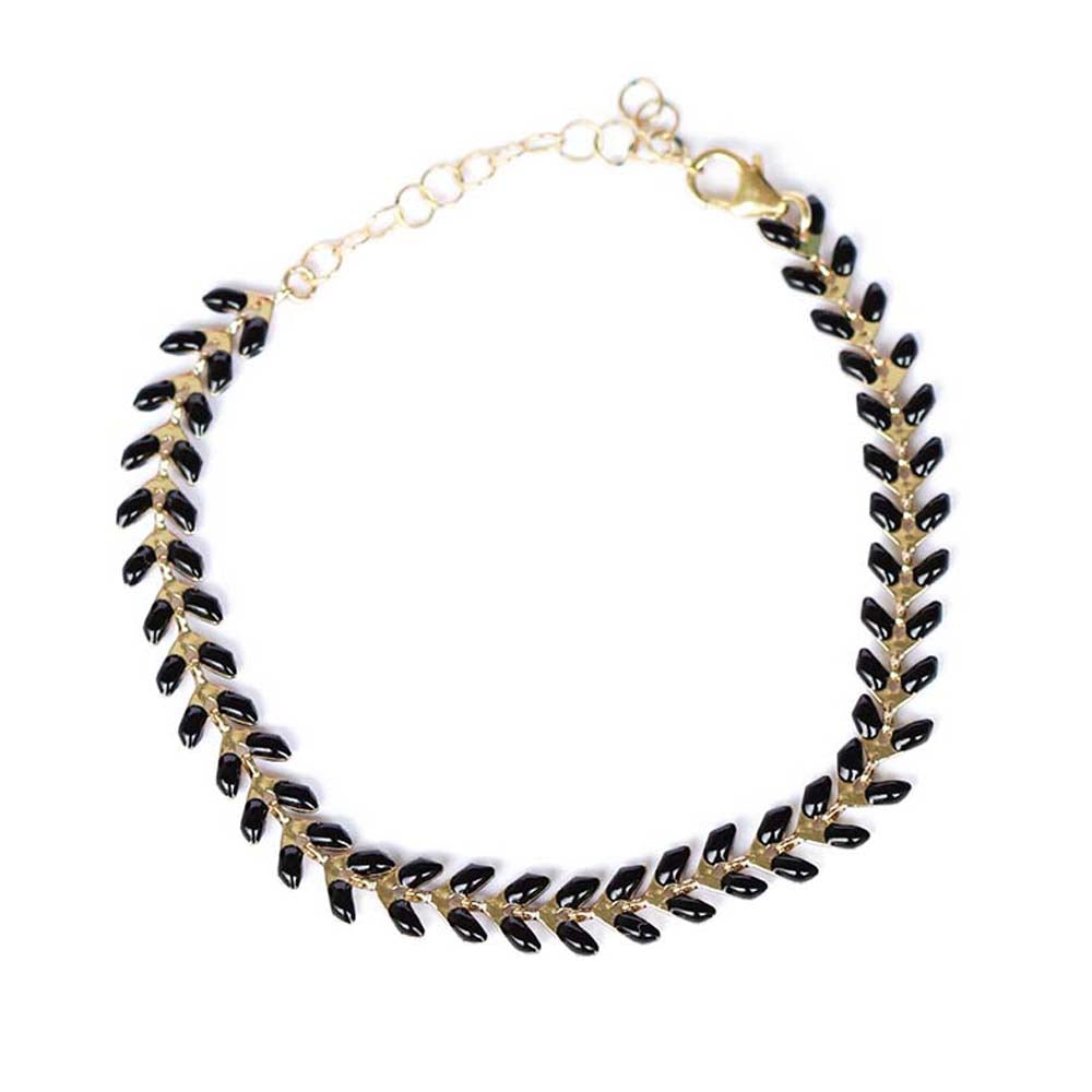 Black wheat charm bracelet.  Adjustable and perfect to stack. Chains by Lauren