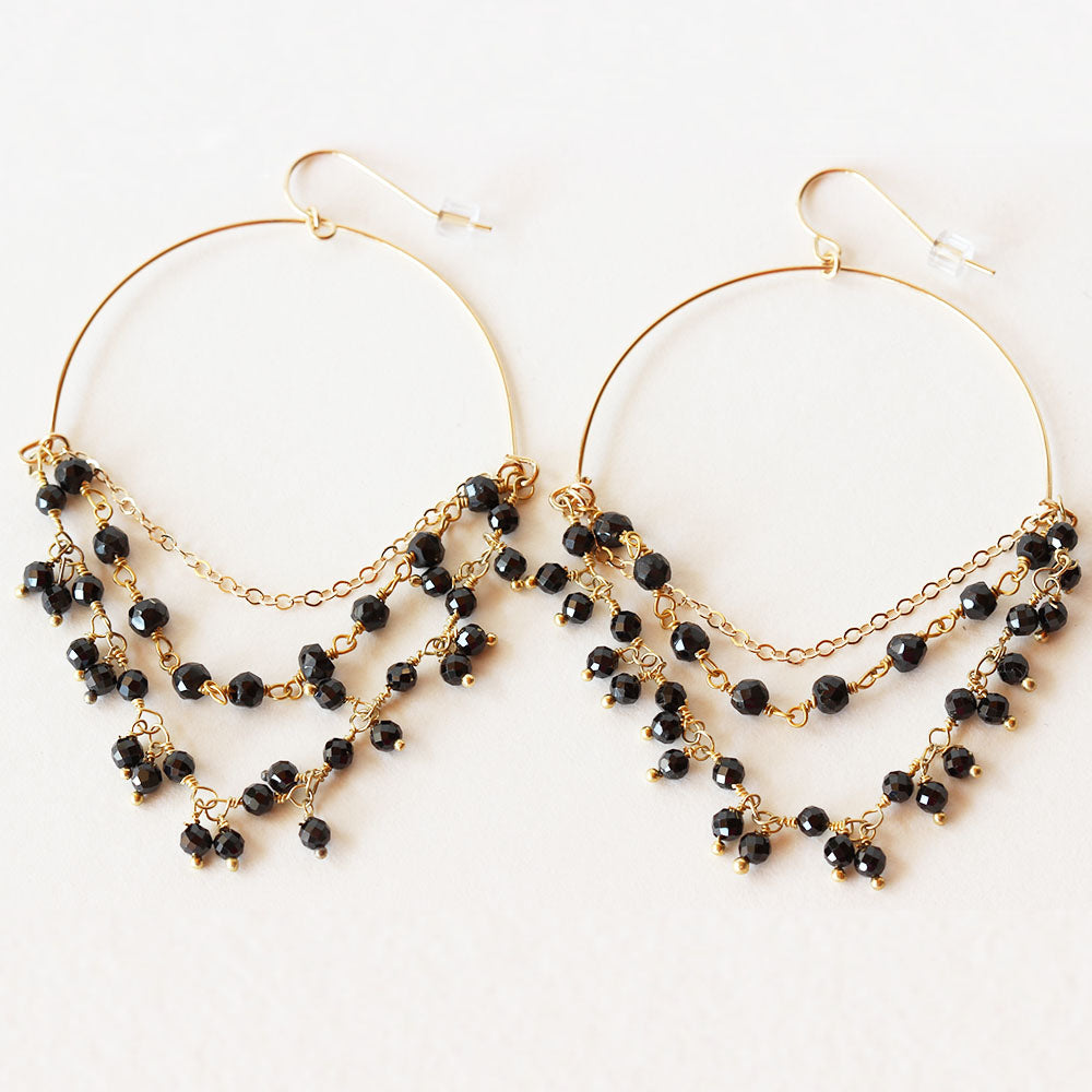 Light weight gold chandelier hoops.