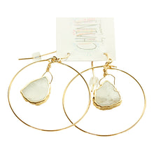 Mini moonstone hoop earrings sold online at Chains by Lauren.