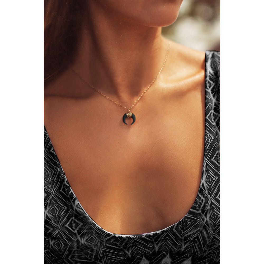 Gold Fill black horn necklace. 16 inches in length. Chains by Lauren