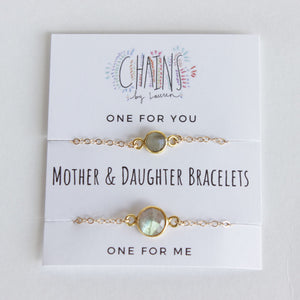 Mother and Daughter Labradorite Bracelet Set