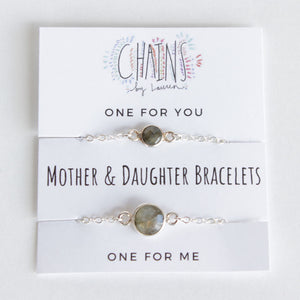 Mother and Daughter Silver Bracelet Set