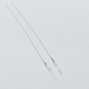 Crystal Quartz and Silver Threader Earrings | Soka Beach