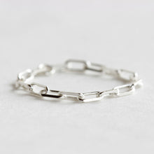 The delicate chain link ring is perfect to stack.  Made of 925 sterling silver.  Found on chainsbylauren.us.