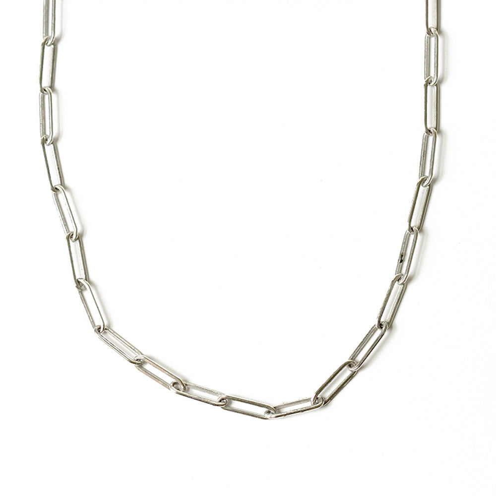 Silver paper clip chain necklace. Handmade. Chains by Lauren