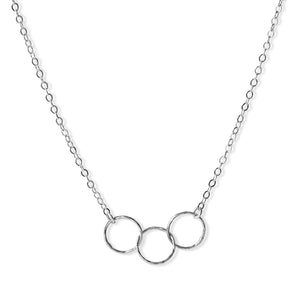 3 Ring Silver Charm Necklace