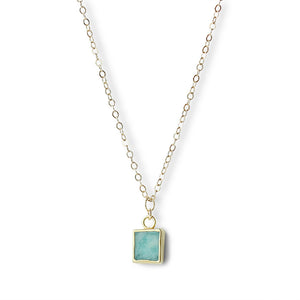 Elevate your look with the alluring blend of nature's beauty and modern design that defines our 14K Gold Filled Amazonite Necklace. 