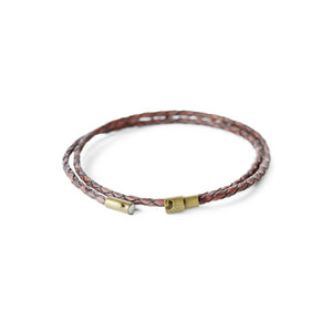 Men's thin dark brown leather wrap bracelet comes in a range of sizes.