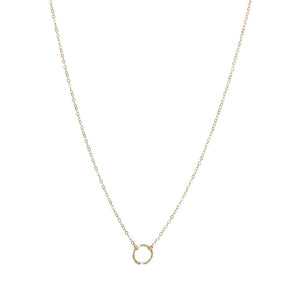 Elevate your look with the understated sophistication of our 14K Gold Filled Hammered Circle Necklace.