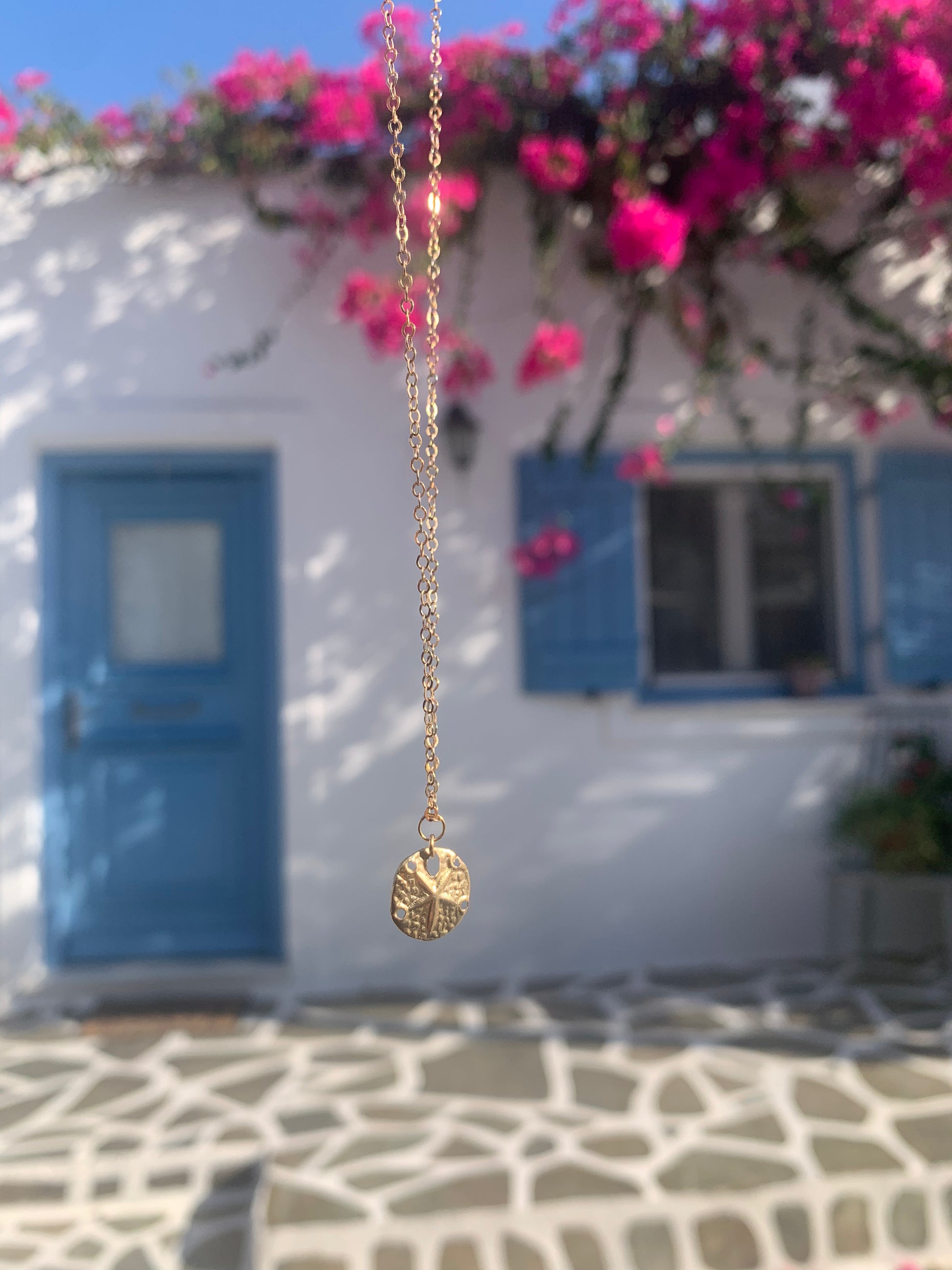 Dainty Gold Sand Dollar Charm Necklace | Nosara