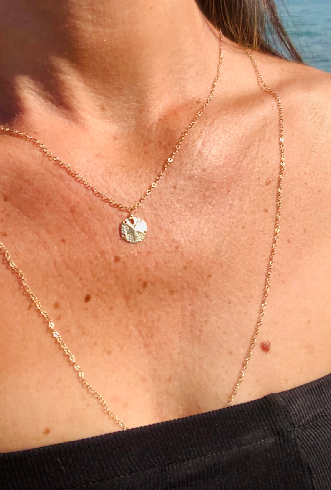 Dainty Gold Sand Dollar Charm Necklace | Nosara