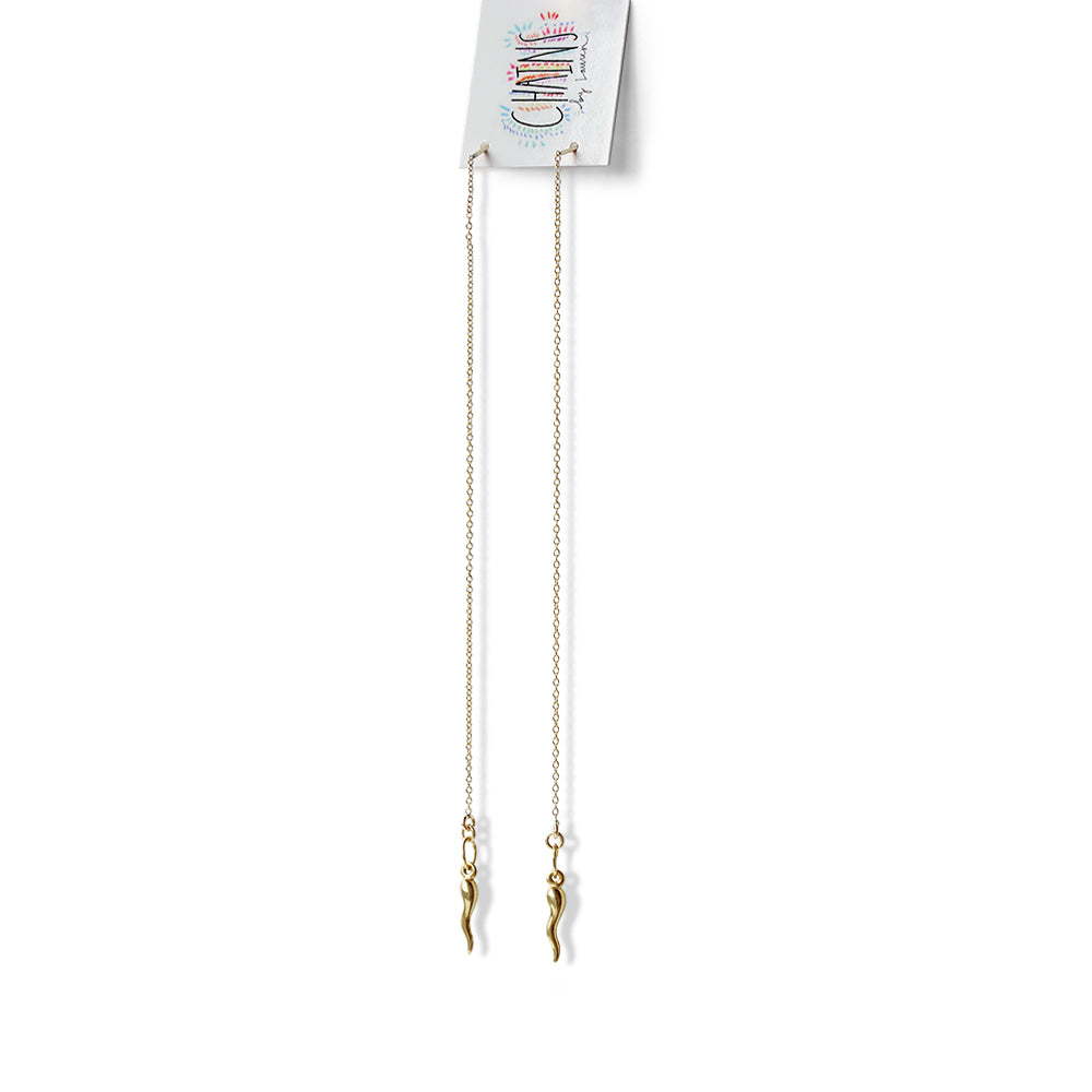 Style the Italian horn threader earrings as you like and get tons of different styles from one pair of threaders.