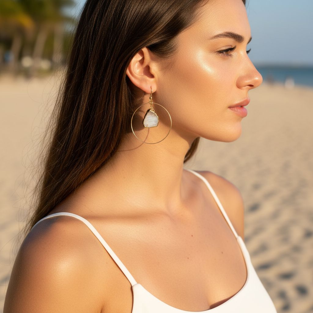 Mini Moonstone Hoop Earrings | Portinho