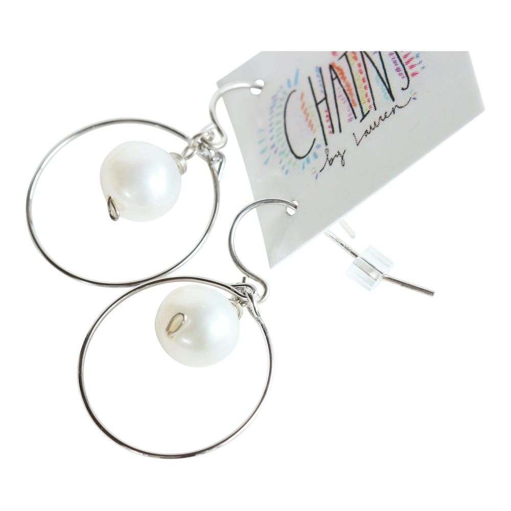 Sterling Silver Mini Pearl Hoop Earrings | Tahiti Beach