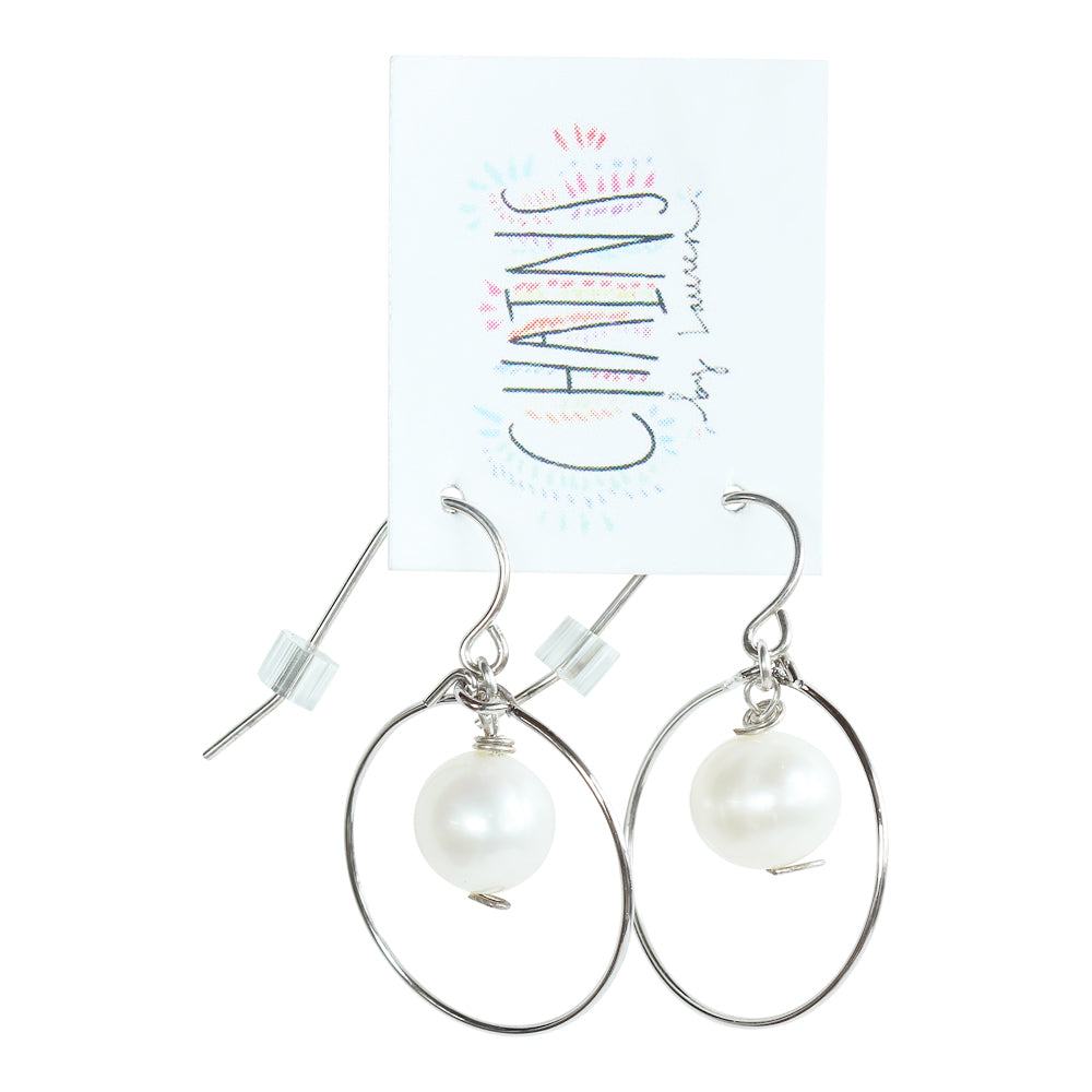 Sterling Silver Mini Pearl Hoop Earrings | Tahiti Beach