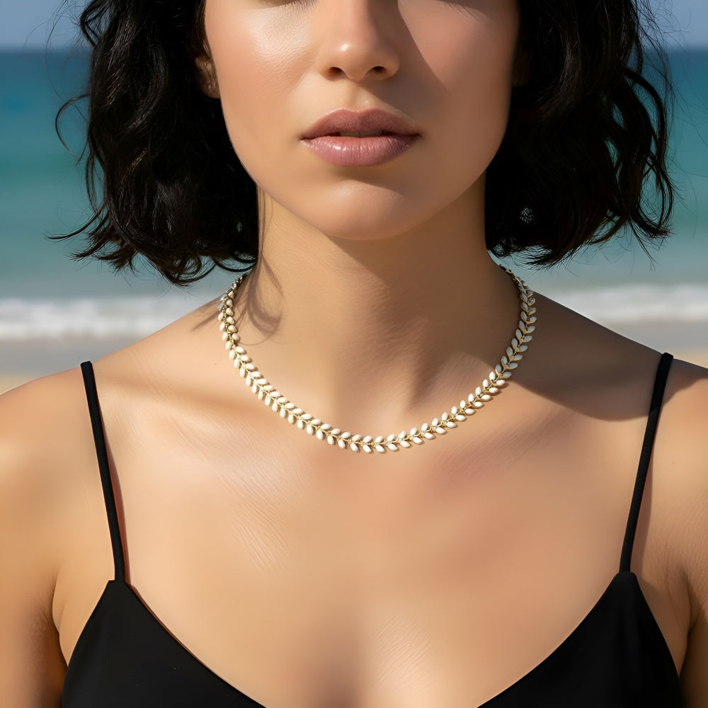 White Wheat Choker | Pine Cay Beach