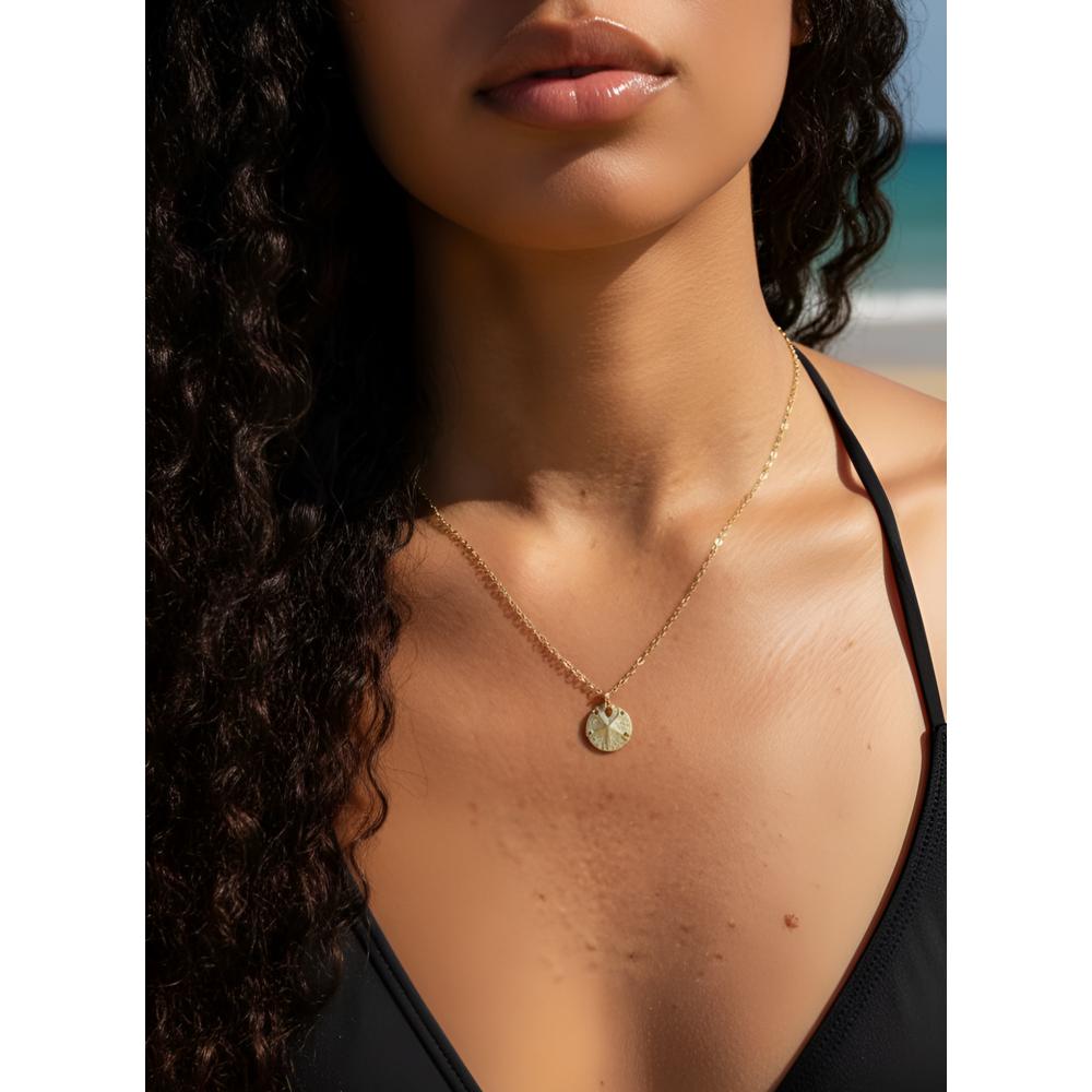 Dainty Gold Sand Dollar Charm Necklace | Nosara