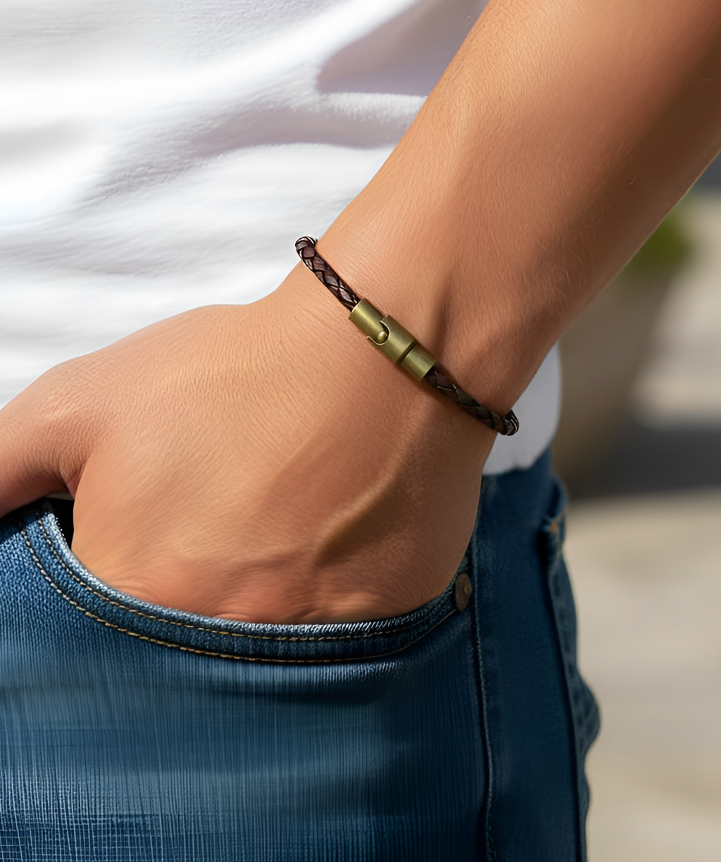 Men's Dark Brown Leather Bracelet