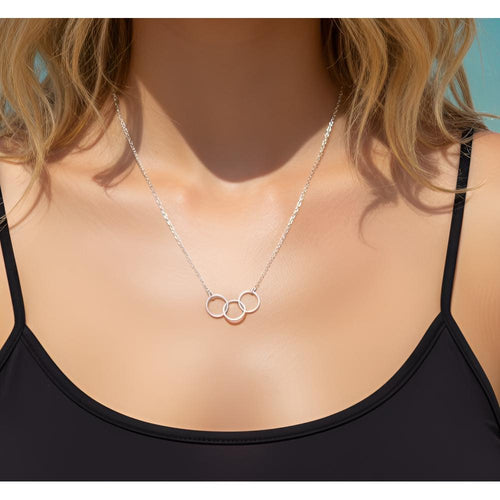 3 Ring Silver Charm Necklace