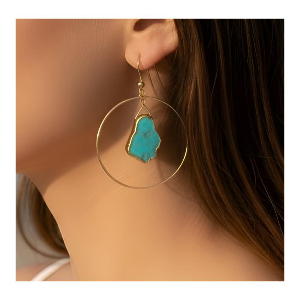 Mini Turquoise Hoop Earrings | Lagos