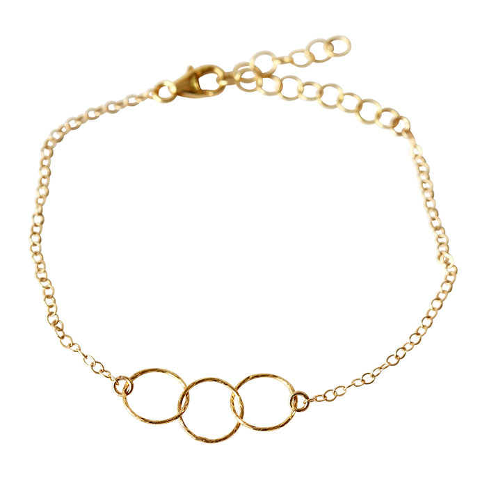 This dainty gold stacking bracelet is made from gold filled chain.  The color will remain even if you always keep it on.  Chains by Lauren