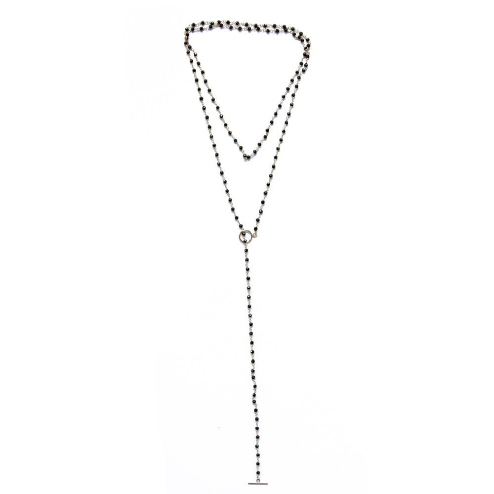 Black beaded Chains by Lauren lariat. The beads are made from black spinel. Choker and lariat in one. Handmade. Chains by Lauren