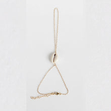 The shell handchain is made of gold filled chain and a cowrie shell.  Adjustable so one size fits all.