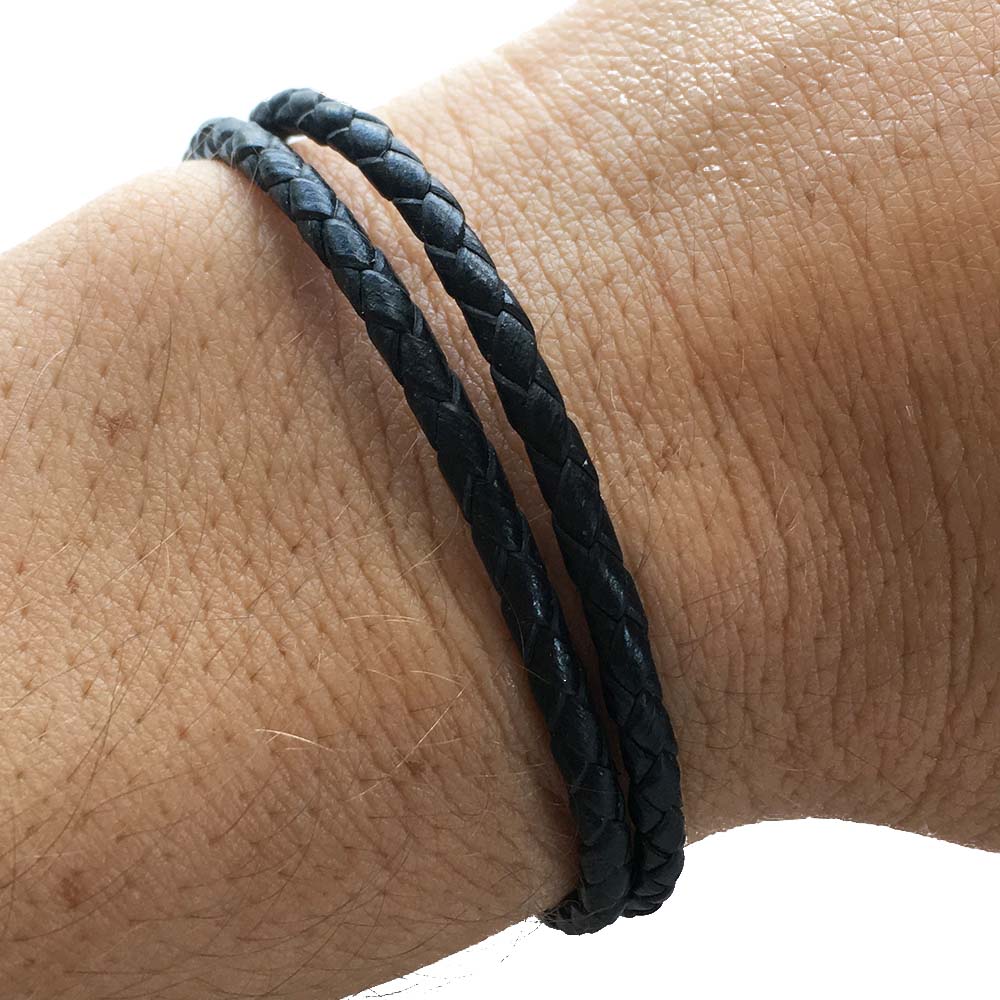 Men's Black Leather Wrap Bracelet Tulum Chains by Lauren