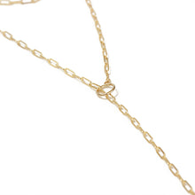 Gold paper clip chain lariat necklace.  Chains by Lauren