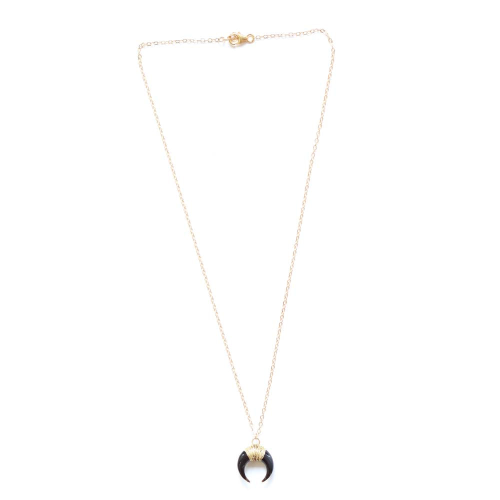 Gold Fill black horn necklace.  16 inches in length.  Chains by Lauren
