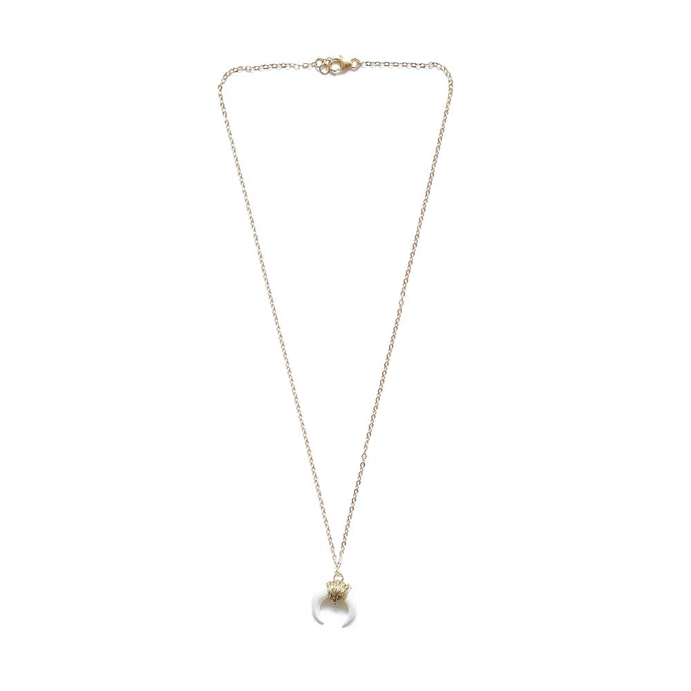 Boho horn necklace.  Made from gold fill and bone.  Chains by Lauren