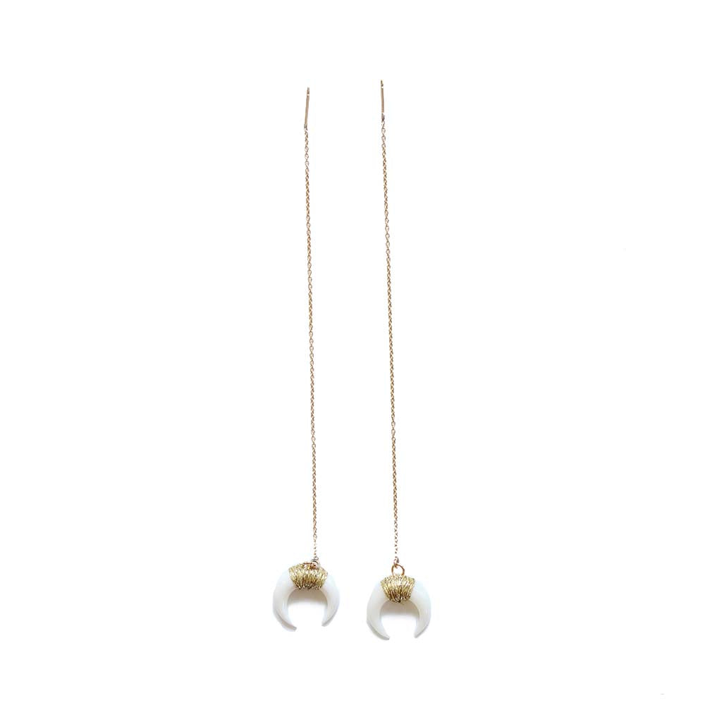 Horn threader earrings.  Catch a boho vibe with these.   Lightweight and perfect for sensitive skin.  Handmade.  Chains by Lauren