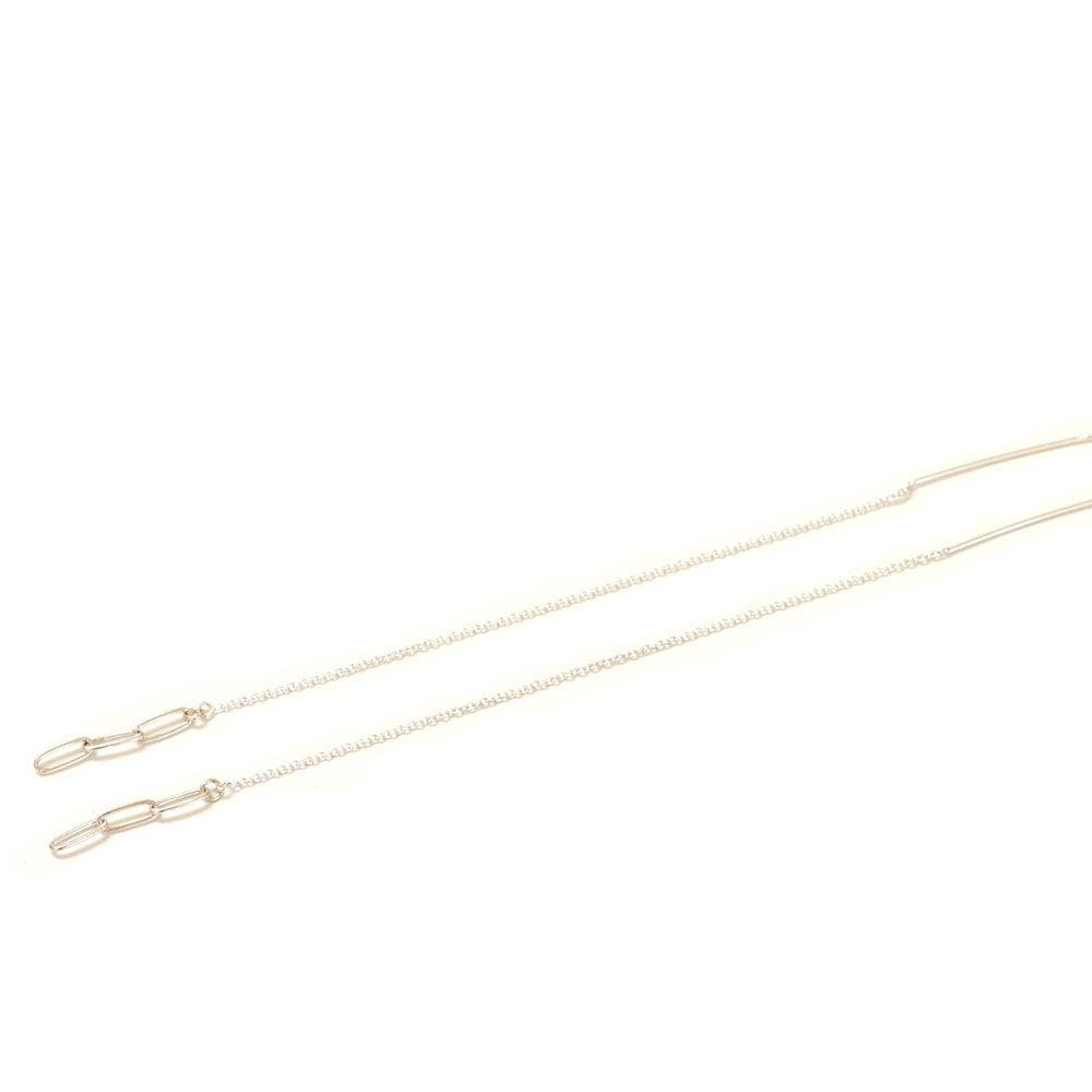 Extra long sterling silver paper clip threader earrings.  Made of sterling silver and super light weight.  Chains by Lauren