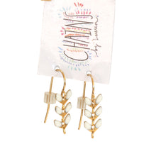 Tiny gold Grecian earrings made of enamel and gold hooks. Chains by Lauren