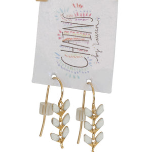 Tiny gold Grecian earrings made of enamel and gold hooks. Chains by Lauren