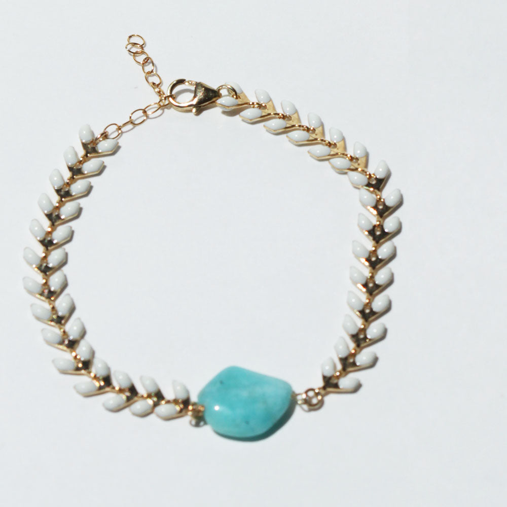 White Wheat and Amazonite Stone Bracelet | Vai Beach