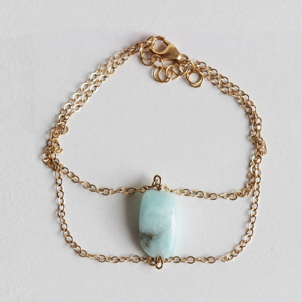 Layering amazonite charm bracelet.  Chains by Lauren