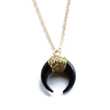 Gold Fill black horn necklace.  16 inches in length.  Chains by Lauren