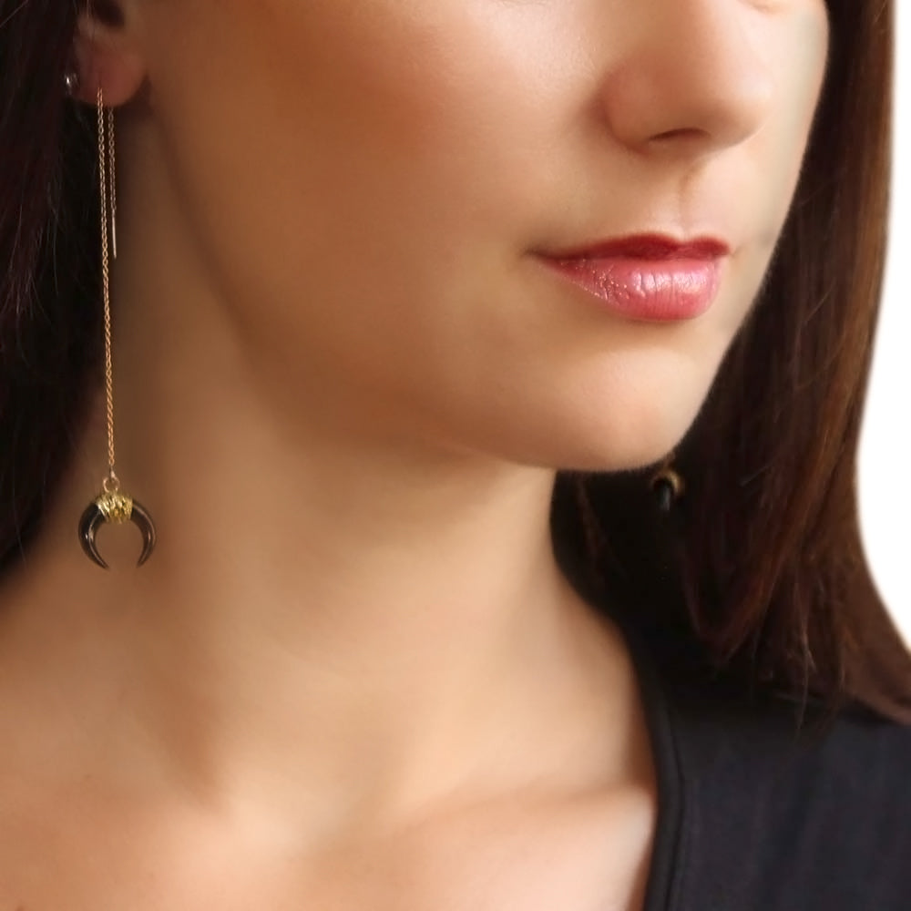 Black horn threaders.  Made from gold fill.  Chains by Lauren