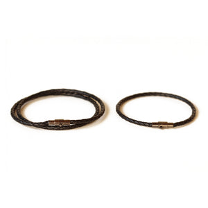 Black thin leather couple bracelets.  Choose from a range of sizes.  Chains by Lauren