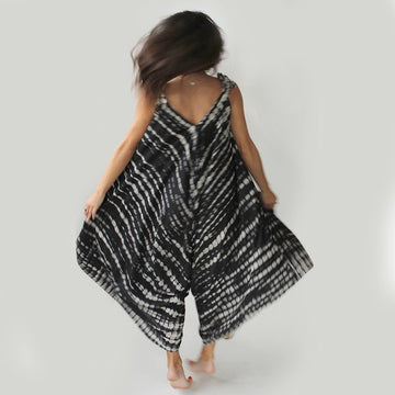 Super comfy black tie dye jumpsuit.  One size fits all.  Adjustable straps.  Chains by Lauren