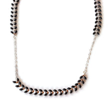 Close up of the silver Grecian necklace made from sterling silver and enamel.  Available in a range of colors.  Check out the matching Grecian earrings online!