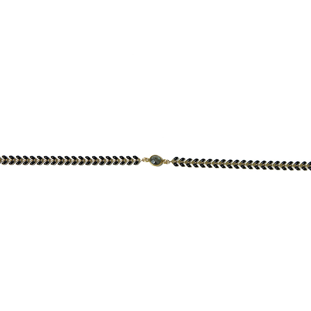 Black Wheat Choker with Labradorite Stone.  Chains by Lauren
