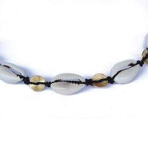 Close up of the cowrie choker.  Chains by Lauren